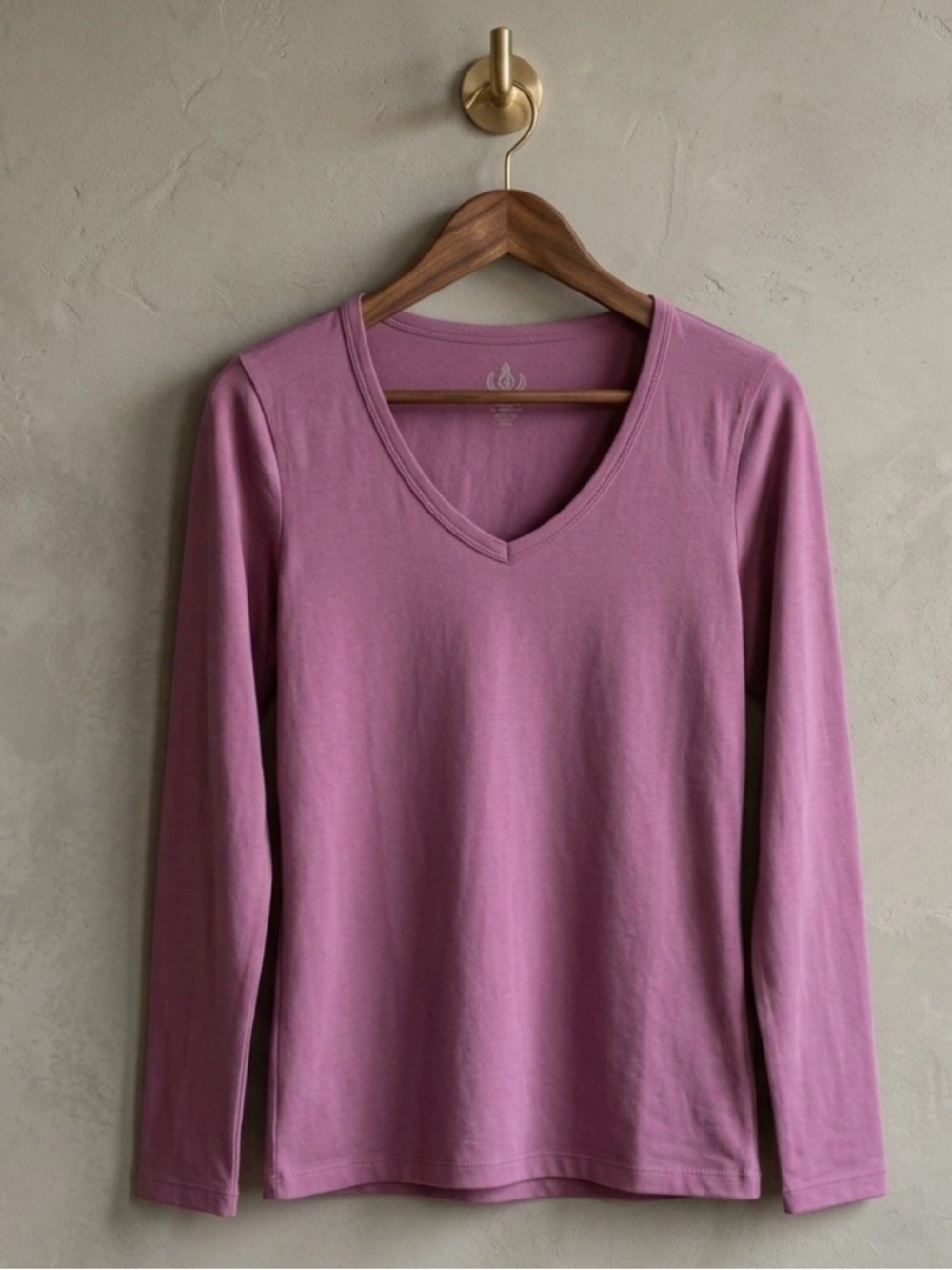 JACOB Stretch Cotton V-Neck Long Sleeve Top Magenta Women’s Medium